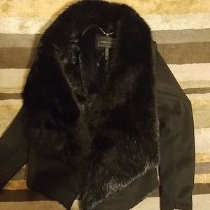 Bcbg black faux fur jacket size S